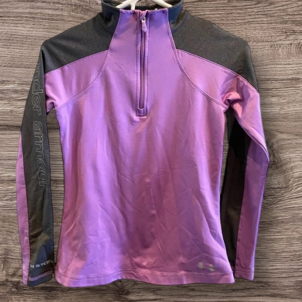 UNDER ARMOUR EUC GIRLS PURPLE SHIRT TOP ATHLETIC SIZE YMD MEDIUM